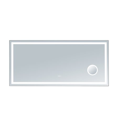INNOCI-USA Eros 60 in. W x 28 in. H Rectangular LED Mirror with Built-in Controls, Cosmetic Mirror and Clock 63436028